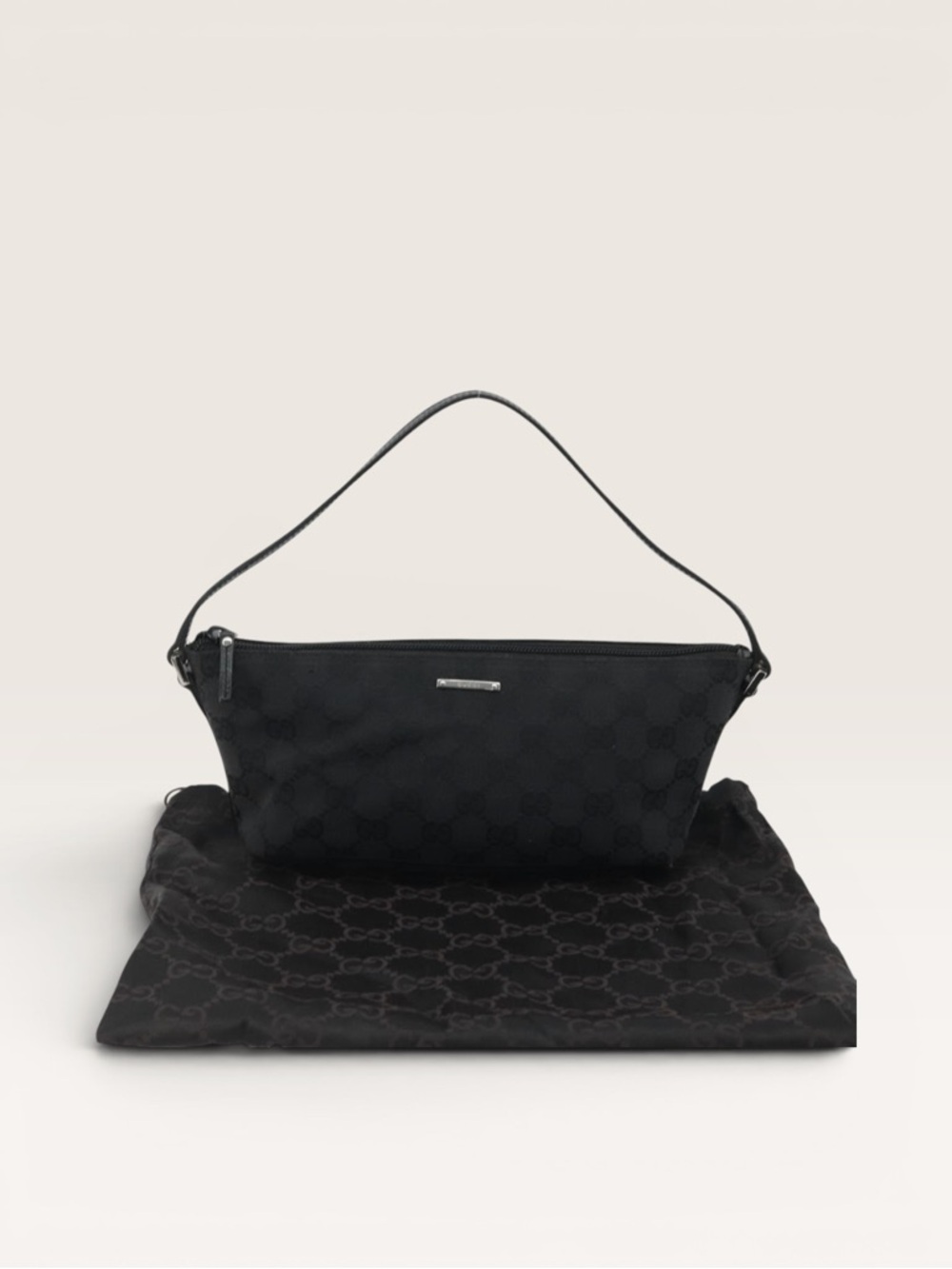 Gucci GG Canvas Boat Pochette Black Mini Shoulder Bag Silver Hardware - Picture 2 of 16